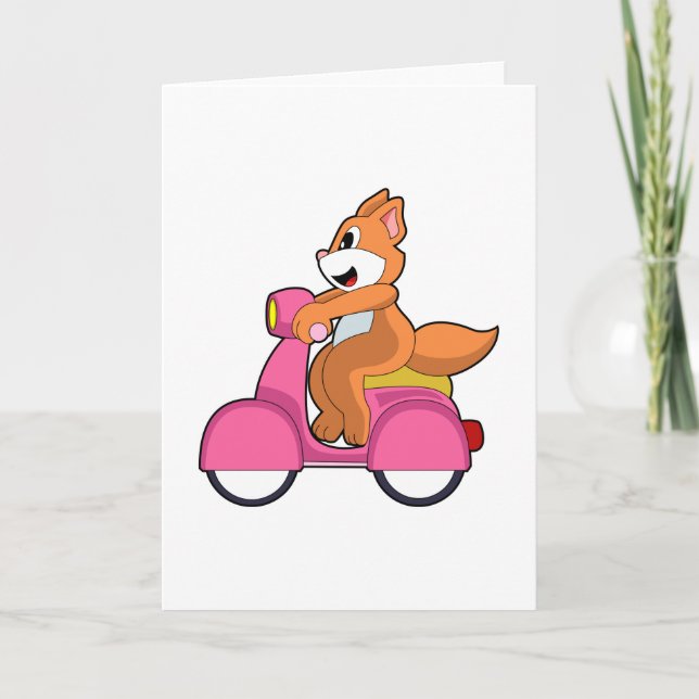 Carte Chat en motard avec scooter.PNG (Devant)