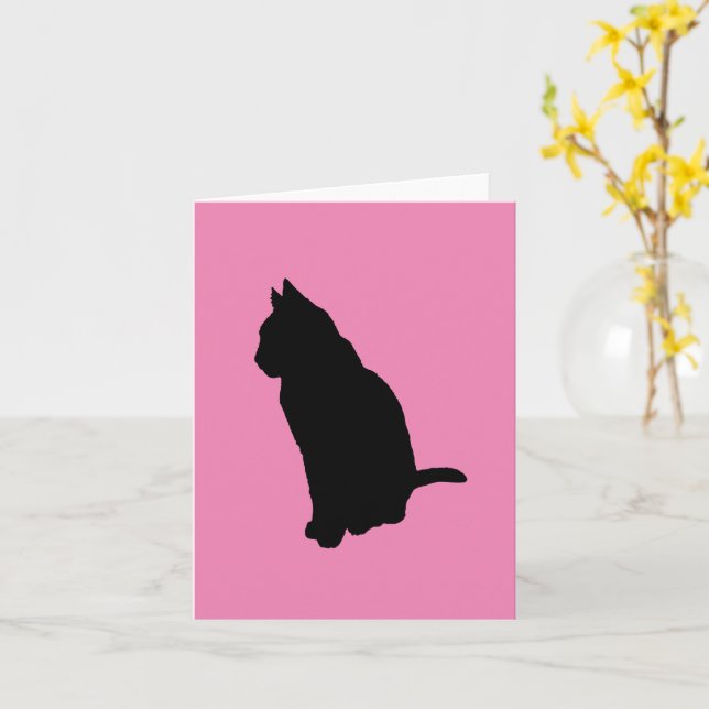 Carte Chat en position assise silhouette vectorielle déc (Fleur jaune)