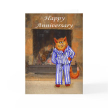 Chat en pyjama, joyeux anniversaire