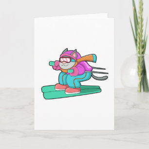 Carte Chat en sauteur à ski avec lunettes de ski
