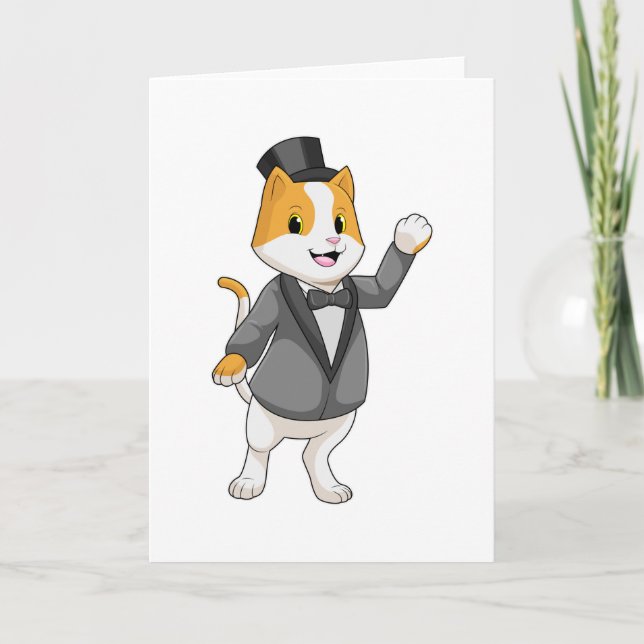Carte Chat en tant que groom avec ruban (Devant)