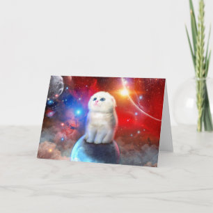 Carte Chat en train de pleurer dans l'espace