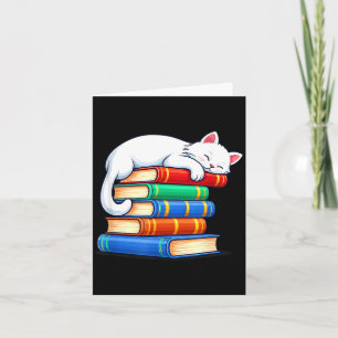 Carte Chat endormi et livres mignons drôles cosy amateur