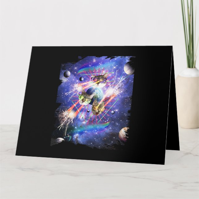 Carte Chat Espace Laser Oeil Kittens Chats Avec Lasers V (Devant)
