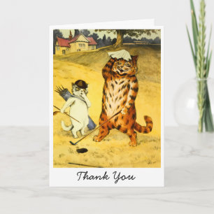 Carte Chat et Caddie de Golf Drôle Vintage Merci
