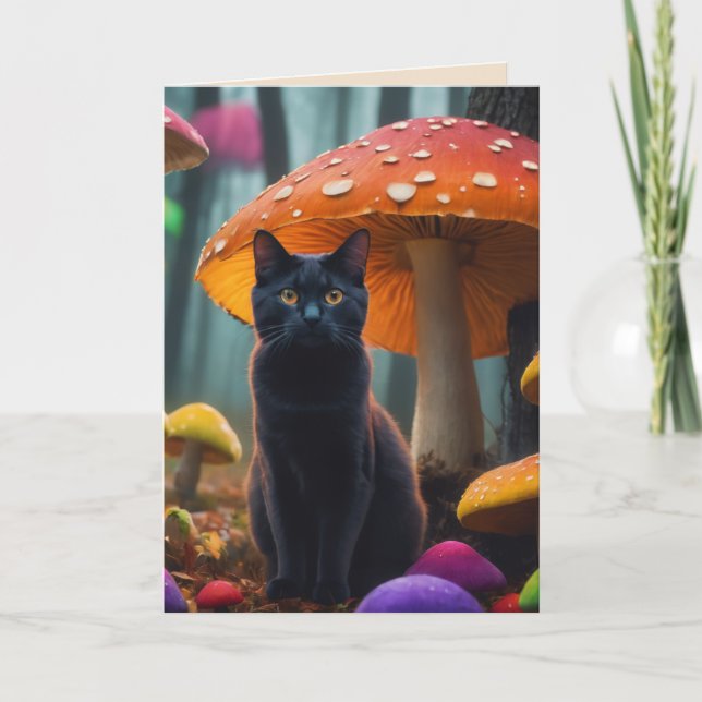 Carte chat et champignons (Devant)