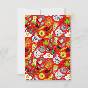 Carte Chat et oeuf sur le rouge