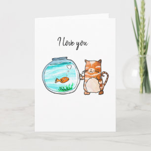 Carte Chat et poisson rouge