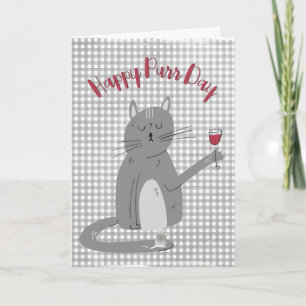 Carte Chat et souris avec Verre à Vin Anniversaire