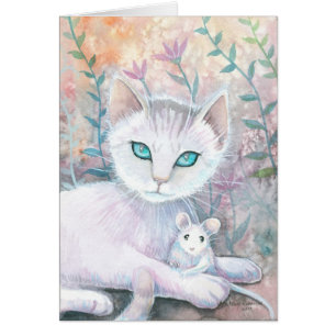 Carte Chat et souris blanches