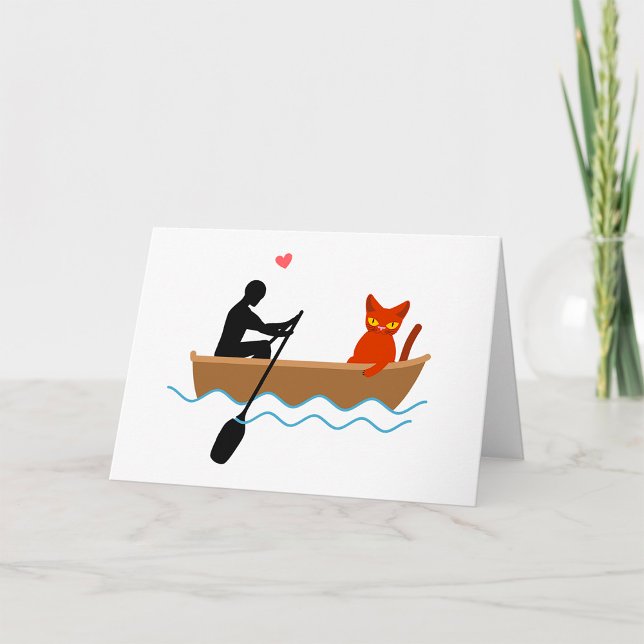 Carte Chat et tour en bateau Drôle Whimsical Animateur d (Créateur téléchargé)