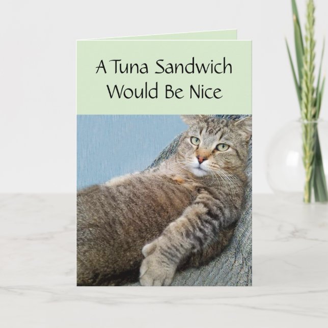 Carte Chat Et Un Sandwich Au Thon Anniversaire (Devant)