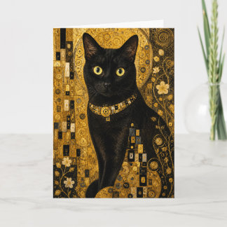 Carte Chat familier doré (Belle chatte noire)