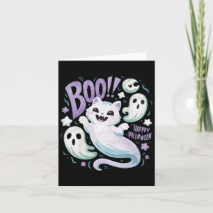 Carte Chat fantôme humoristique Boo Kitty Halloween