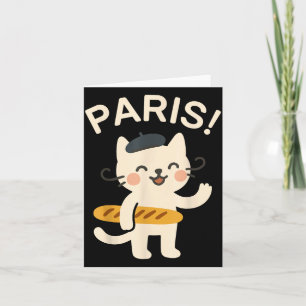 Carte Chat Français Avec Baguette Chat Mignon Paris Drôl