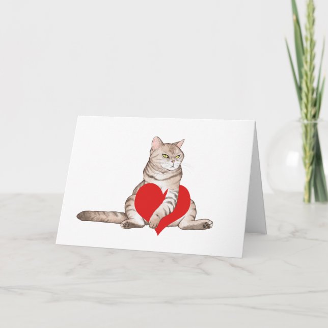 Carte Chat Grincheux Minimaliste Saint-Valentin (Devant)