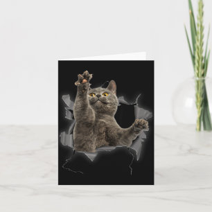 Carte Chat Gris Tissu Déchiré Drôle Papa Chat Maman Chat