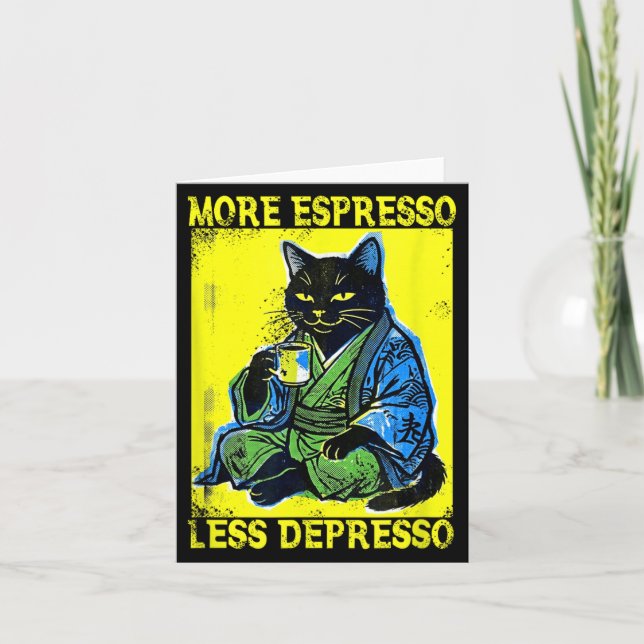 Carte Chat Groovy Vintage Café Plus d'Espresso Moins (Devant)