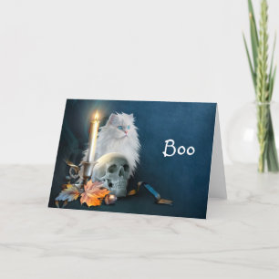 Carte Chat Halloween blanc