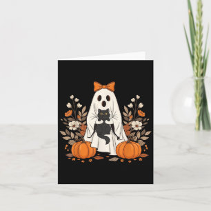 Carte Chat Halloween Floral Vintage Fantôme Drôle Drôle