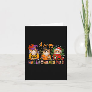 Carte Chat Halloween Noël Joyeux Hallothanksmans Merci