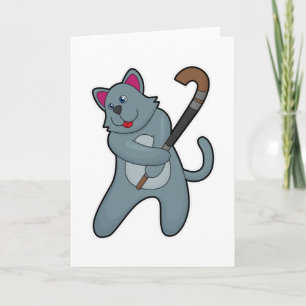 Carte Chat Hockey avec bâton de hockey