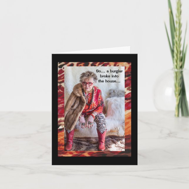 Carte Chat humoristique traitant du cambriolage (Devant)