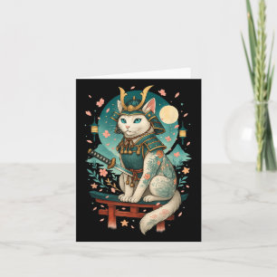Carte Chat Japonais Cerisier Samouraï Clair De Lune