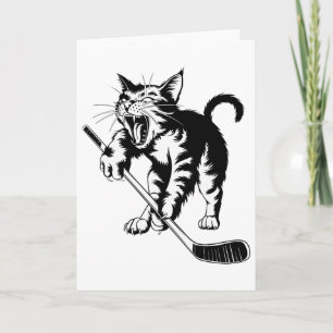 Carte Chat Jouant au Hockey sur Glace _1