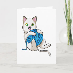 Carte Chat Jouant avec de la Laine