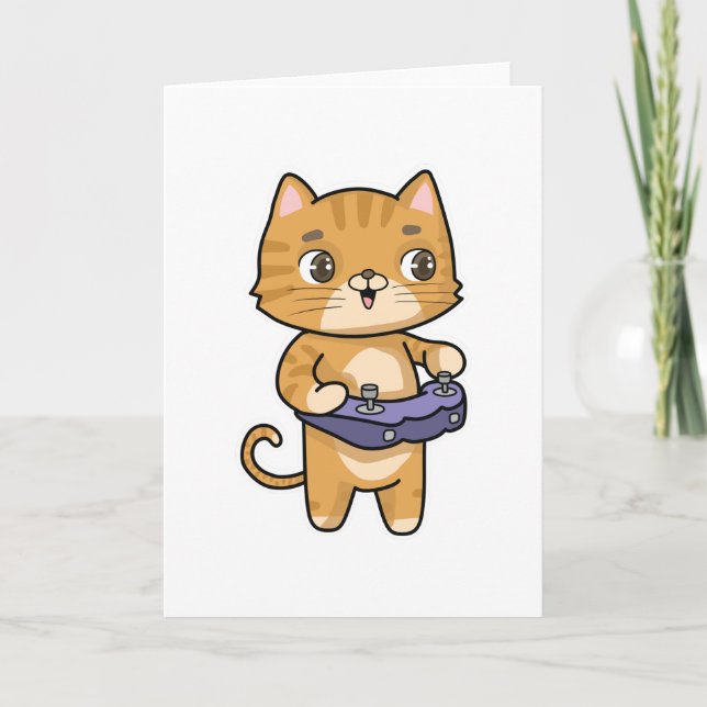 Carte Chat Jouant avec Manette (Devant)