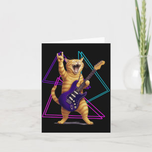 Carte Chat Jouant de la Guitare Rock Star Rock And Roll 