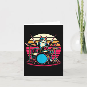 Carte Chat Jouer Drums Batteur Novelty Musique Amour Fun