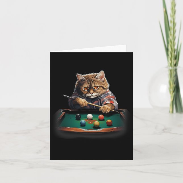 Carte Chat Jouer Pool Billard Cool Drôle Chats (Devant)
