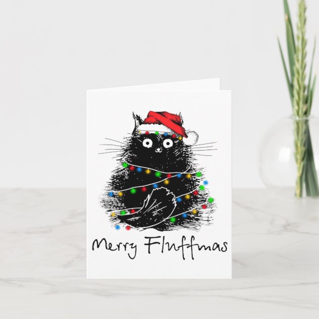 Carte Chat Joy Fluffmas Amateur de Chat Cadeau de Noël  (Devant)