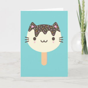 Carte Chat Kawaii Popsicle