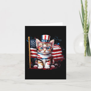 Carte Chat Kitty 14 Juillet Drapeau Américain Amérique U