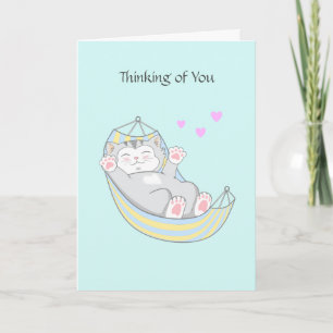 Carte Chat Kitty Vous Pensant Avec Coeur Dans Hamac C