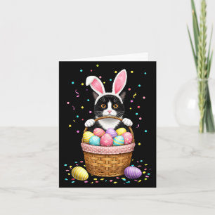 Carte Chat lapin oreilles oeufs miaou lapin de Pâques am