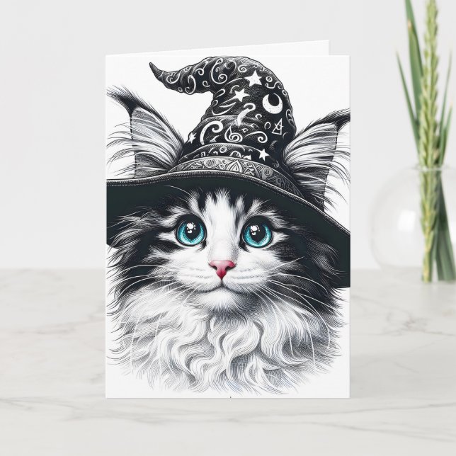 Carte Chat magique mignonne dans Assistant Casquette Spl (Devant)