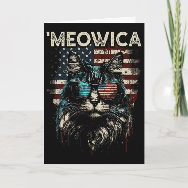 Carte Chat Maine Coon Patriote d'Amérique  (Devant)
