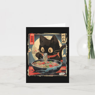 Carte Chat Manger Ramen Noodle drôle Japonais Kawaii Ani