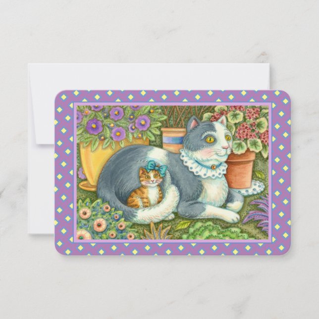 Carte CHAT MÈRE ET CUISINE, FLEURS, BOWS & LACE Appartem (Devant)