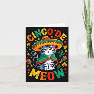 Carte Chat Mexicain Drôle de Cinco De Mayo avec Chapeau