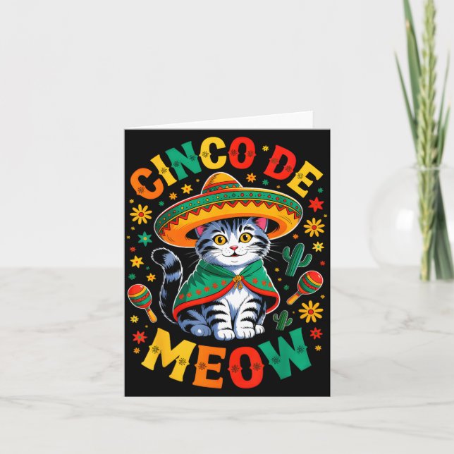 Carte Chat Mexicain Drôle de Cinco De Mayo avec Chapeau  (Devant)