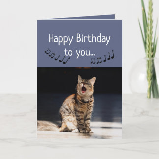 Carte Chat mignon drôle chantant Joyeux anniversaire