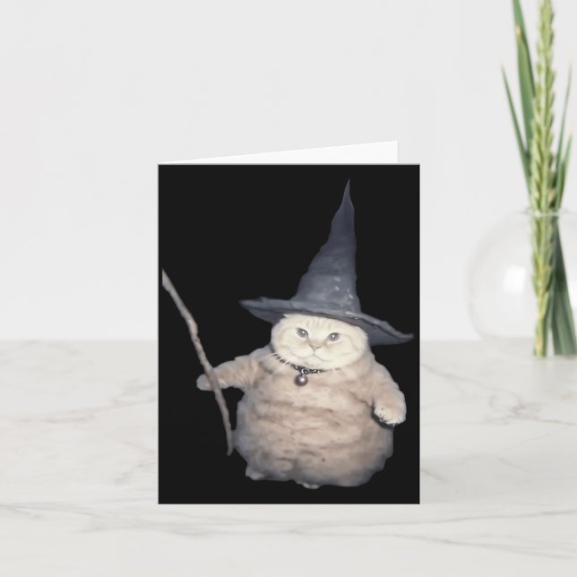 Carte Chat mignon drôle sorcier chat étrange mème chat e (Devant)