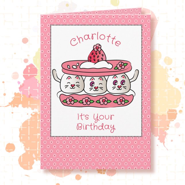 Carte Chat Mignon Fête Drôle Kitten Dessin Animé Anniver (Créateur téléchargé)