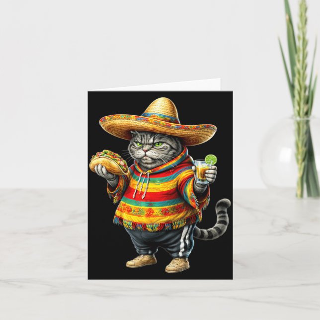Carte Chat mignon gros chat Cinco De Mayo gros chaton ch (Devant)