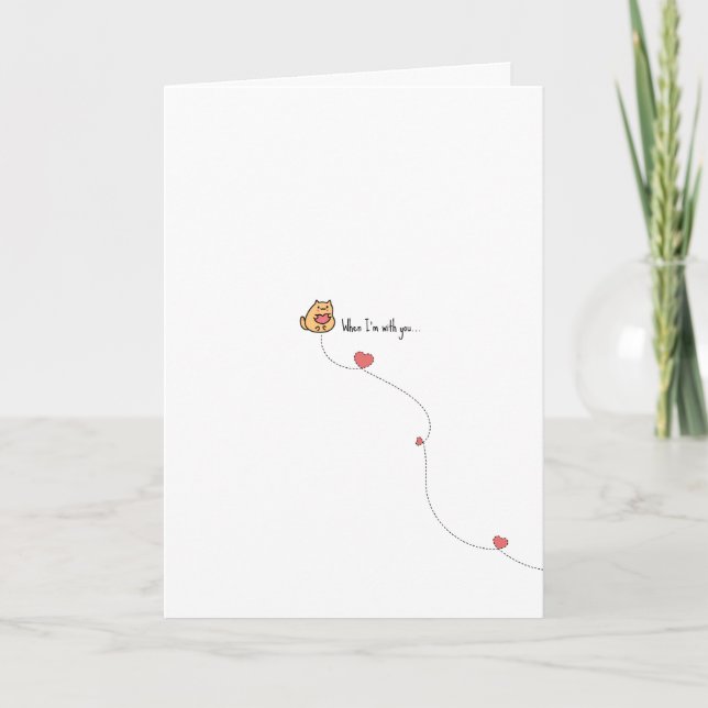 Carte Chat Mignon Kawaii pour la Saint-Valentin avec un  (Devant)